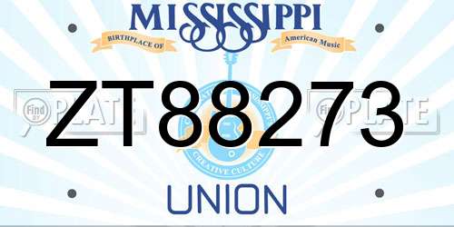 ZT88273 Mississippi License Plate