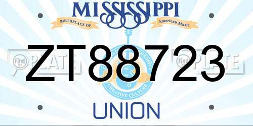 ZT88723 Mississippi License Plate