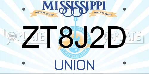 ZT8J2D Mississippi License Plate