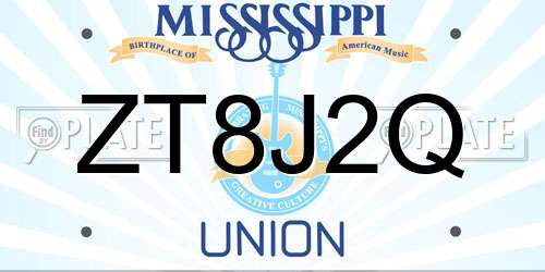 ZT8J2Q Mississippi License Plate