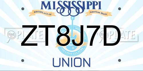 ZT8J7D Mississippi License Plate