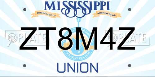 ZT8M4Z Mississippi License Plate