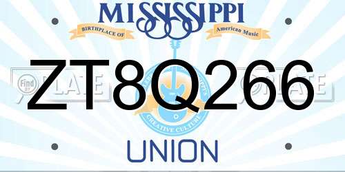 ZT8Q266 Mississippi License Plate