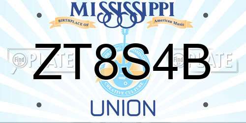ZT8S4B Mississippi License Plate