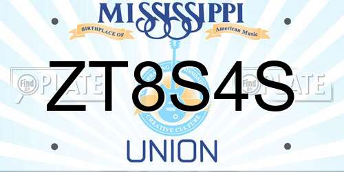 ZT8S4S Mississippi License Plate