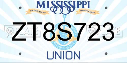 ZT8S723 Mississippi License Plate