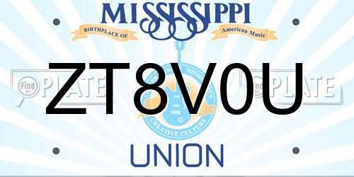 ZT8V0U Mississippi License Plate