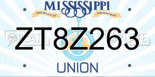 ZT8Z263 Mississippi License Plate