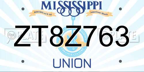 ZT8Z763 Mississippi License Plate
