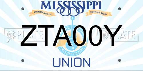 ZTA00Y Mississippi License Plate