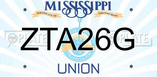 ZTA26G Mississippi License Plate