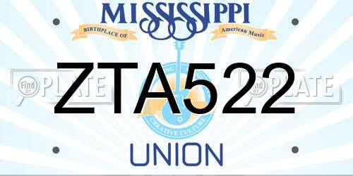 ZTA522 Mississippi License Plate