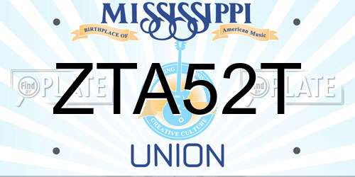 ZTA52T Mississippi License Plate