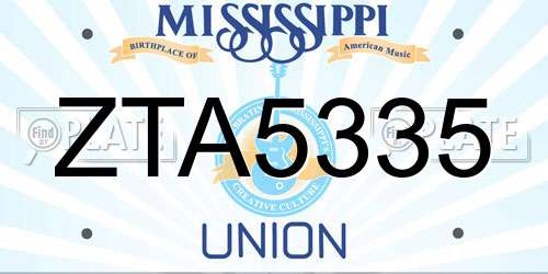 ZTA5335 Mississippi License Plate