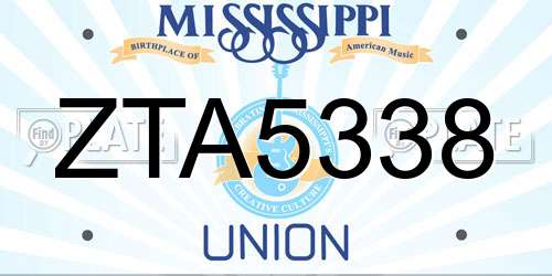 ZTA5338 Mississippi License Plate