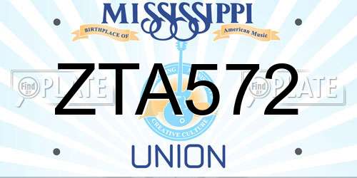 ZTA572 Mississippi License Plate