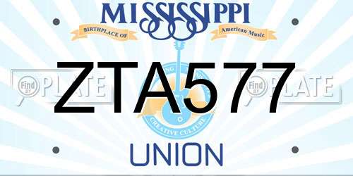 ZTA577 Mississippi License Plate