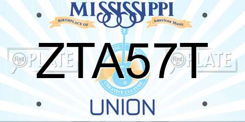 ZTA57T Mississippi License Plate