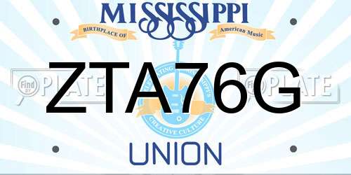 ZTA76G Mississippi License Plate