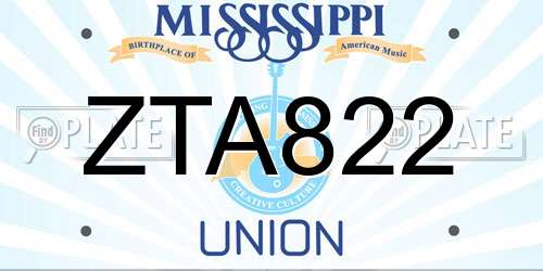 ZTA822 Mississippi License Plate