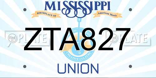 ZTA827 Mississippi License Plate