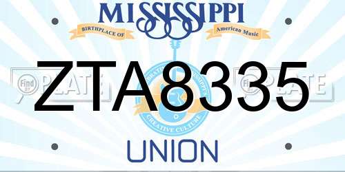 ZTA8335 Mississippi License Plate