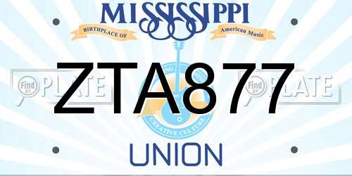 ZTA877 Mississippi License Plate