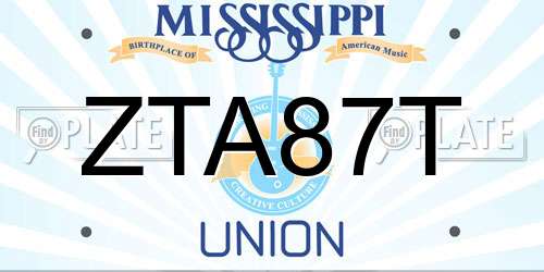 ZTA87T Mississippi License Plate