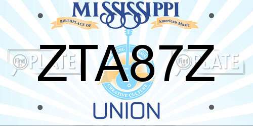ZTA87Z Mississippi License Plate
