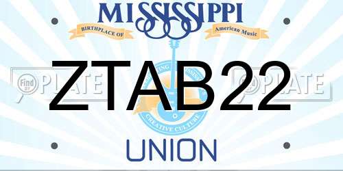 ZTAB22 Mississippi License Plate