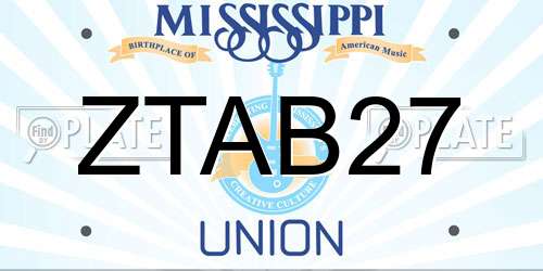 ZTAB27 Mississippi License Plate