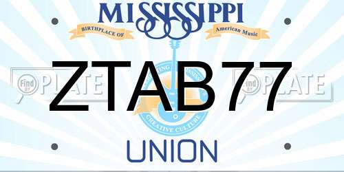 ZTAB77 Mississippi License Plate