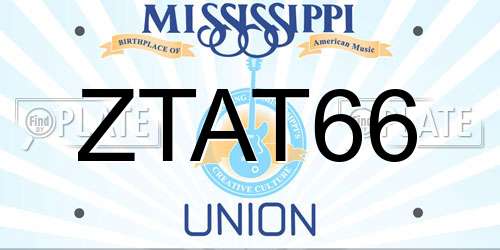 ZTAT66 Mississippi License Plate