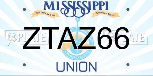 ZTAZ66 Mississippi License Plate