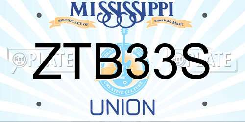 ZTB33S Mississippi License Plate