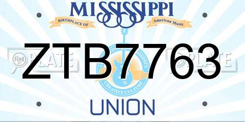 ZTB7763 Mississippi License Plate