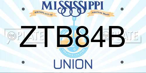 ZTB84B Mississippi License Plate