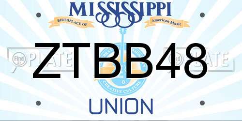 ZTBB48 Mississippi License Plate