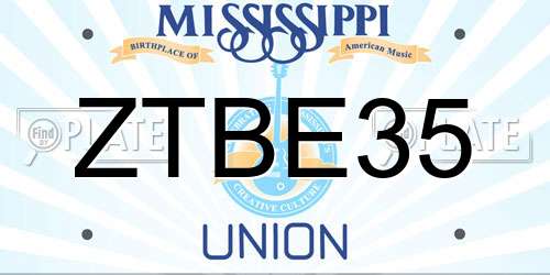 ZTBE35 Mississippi License Plate