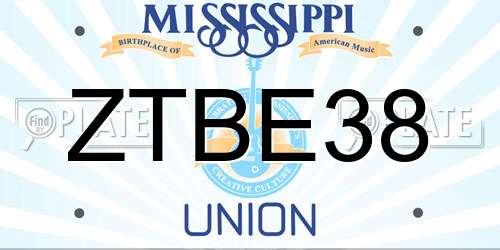 ZTBE38 Mississippi License Plate