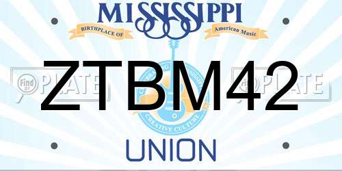 ZTBM42 Mississippi License Plate