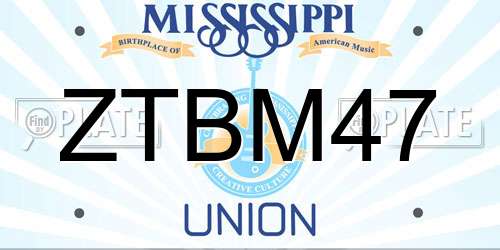 ZTBM47 Mississippi License Plate