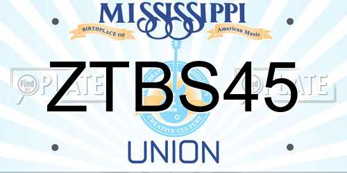 ZTBS45 Mississippi License Plate