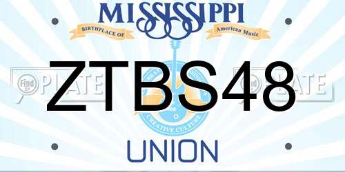 ZTBS48 Mississippi License Plate