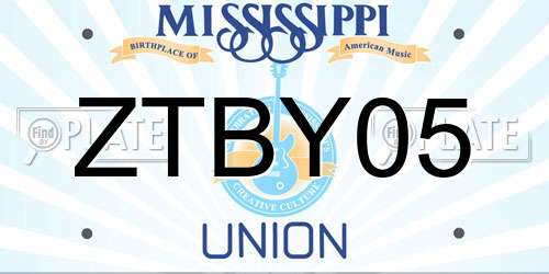 ZTBY05 Mississippi License Plate