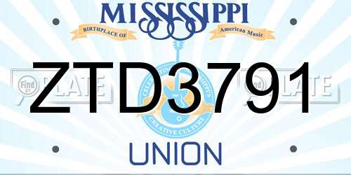ZTD3791 Mississippi License Plate