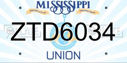 ZTD6034 Mississippi License Plate