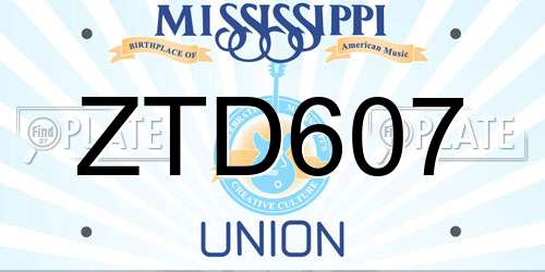 ZTD607 Mississippi License Plate