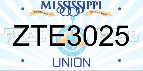 ZTE3025 Mississippi License Plate