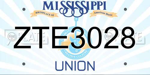 ZTE3028 Mississippi License Plate
